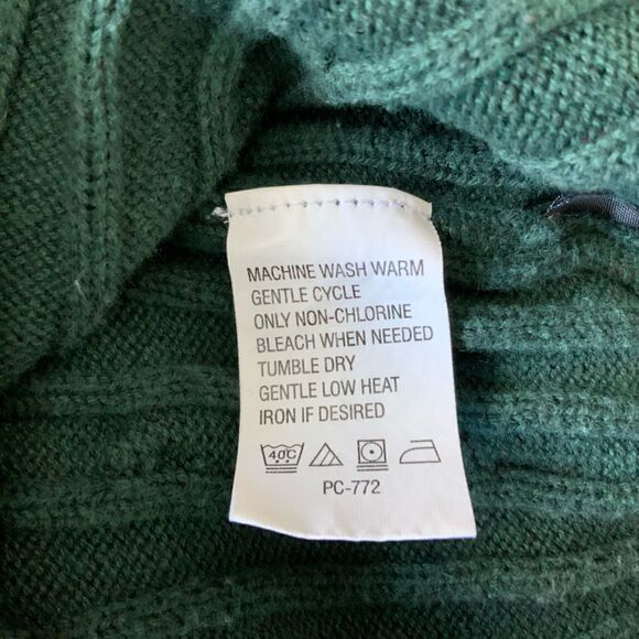 IZOD Cotton Cable-Knit Green Sweater Size M - Picture 4 of 6